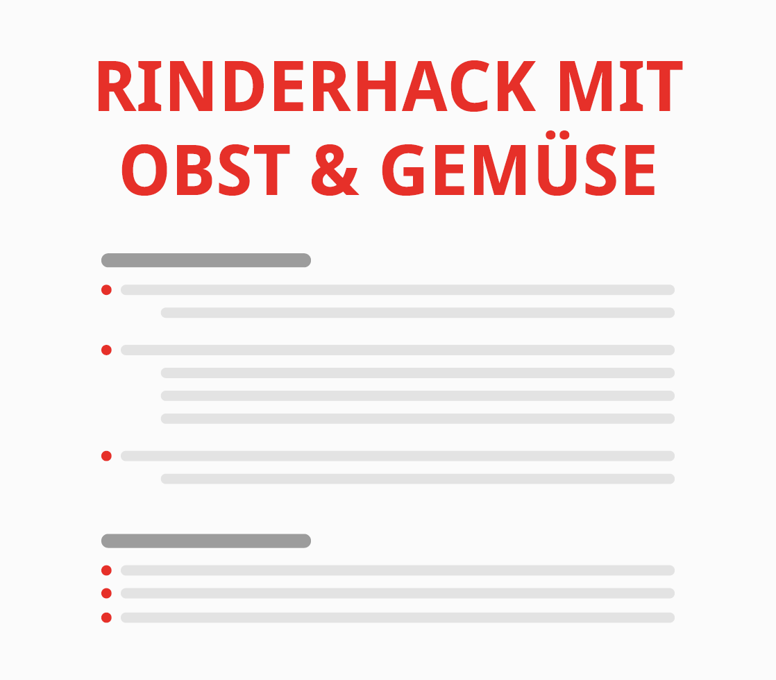 Hunde-Barf-Rezept Rinderhack mit Obst und Gemüse