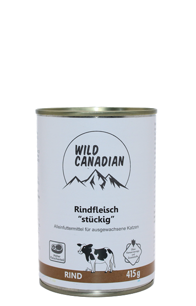 Wild Canadian Hundefutter Rind - Stückig 415g